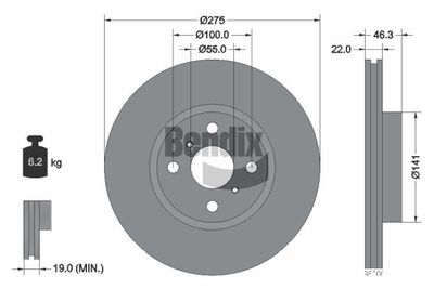 BDS1527 BENDIX Braking Тормозной диск