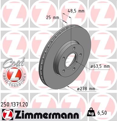 250137120 ZIMMERMANN Тормозной диск