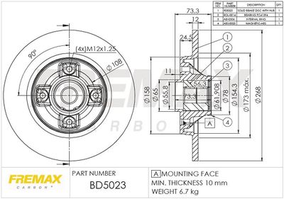 BD5023KT FREMAX Тормозной диск