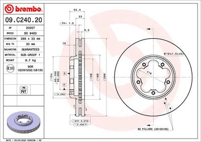 09C24020 BREMBO Тормозной диск