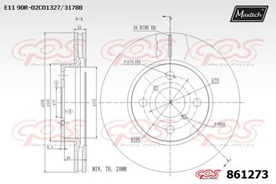 861273 MAXTECH Тормозной диск