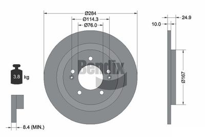 BDS1743 BENDIX Braking Тормозной диск