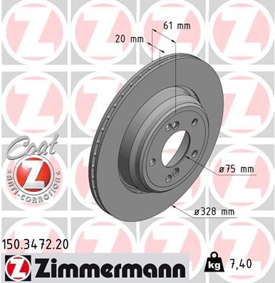 150347220 ZIMMERMANN Тормозной диск