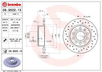 0895021X BREMBO Тормозной диск