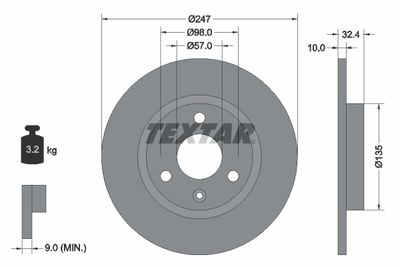 92067300 TEXTAR Тормозной диск