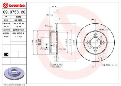 09975321 BREMBO Тормозной диск