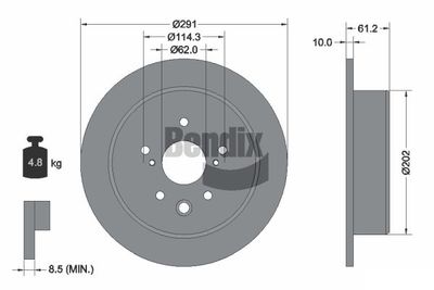 BDS1875 BENDIX Braking Тормозной диск