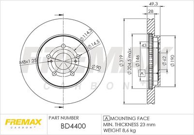 BD4400 FREMAX Тормозной диск