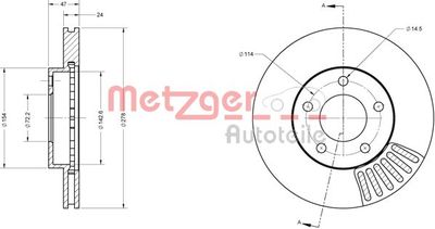 6110421 METZGER Тормозной диск