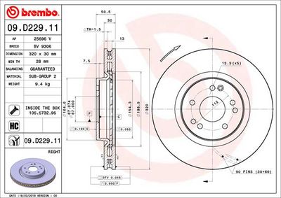 09D22911 BREMBO Тормозной диск