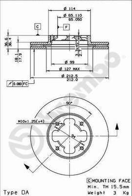 BS8151 BRECO Тормозной диск