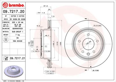 09721720 BREMBO Тормозной диск