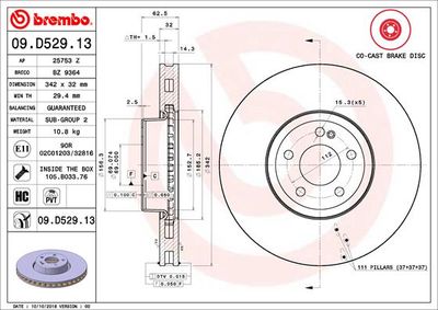 09D52913 BREMBO Тормозной диск