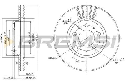 CD6605V BREMSI Тормозной диск