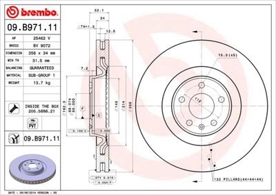 09B97111 BREMBO Тормозной диск