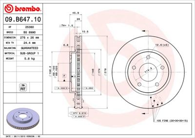 09B64711 BREMBO Тормозной диск