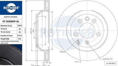 RT20208HPGL ROTINGER Тормозной диск