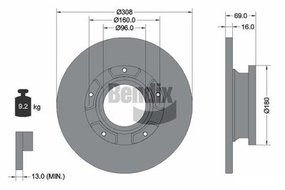 BDS1561 BENDIX Braking Тормозной диск