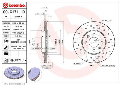 09C1711X BREMBO Тормозной диск