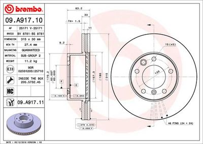 09A91710 BREMBO Тормозной диск