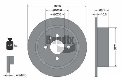 BDS1795 BENDIX Braking Тормозной диск