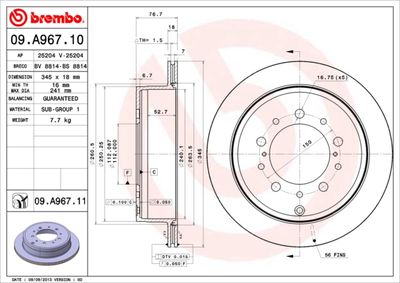 09A96710 BREMBO Тормозной диск