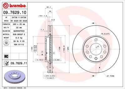 09762911 BREMBO Тормозной диск