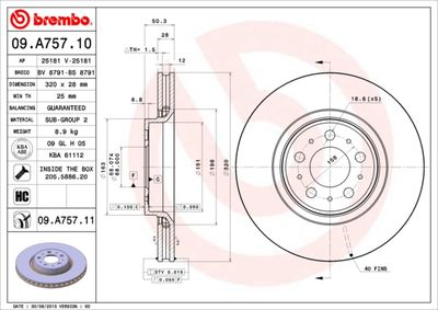 09A75711 BREMBO Тормозной диск