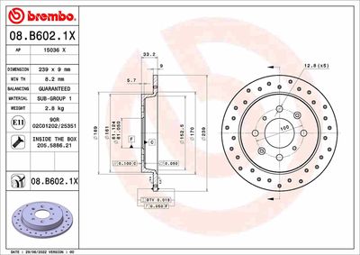 08B6021X BREMBO Тормозной диск