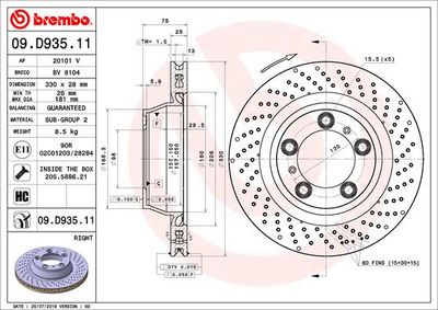 09D93511 BREMBO Тормозной диск