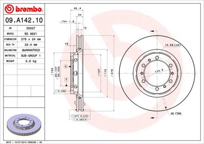 09A14210 BREMBO Тормозной диск