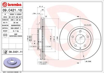 09C42111 BREMBO Тормозной диск