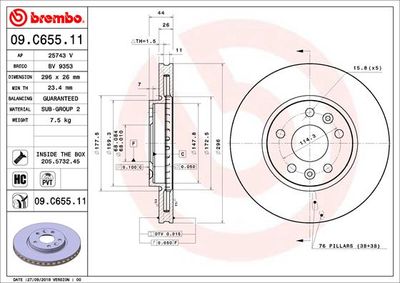 09C65511 BREMBO Тормозной диск
