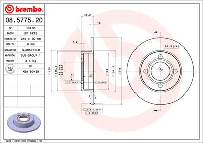 BS7475 BRECO Тормозной диск