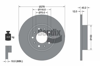 BDS1416 BENDIX Braking Тормозной диск