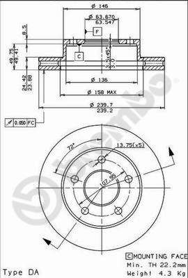 BS8246 BRECO Тормозной диск