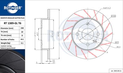 RT1389GLT6 ROTINGER Тормозной диск