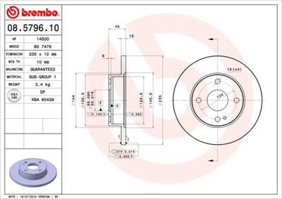 08579610 BREMBO Тормозной диск