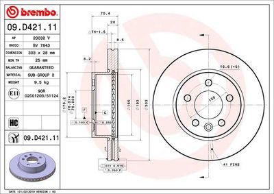 09D42111 BREMBO Тормозной диск