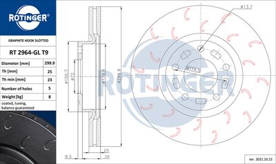 RT2964GLT9 ROTINGER Тормозной диск