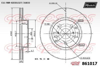 861017 MAXTECH Тормозной диск