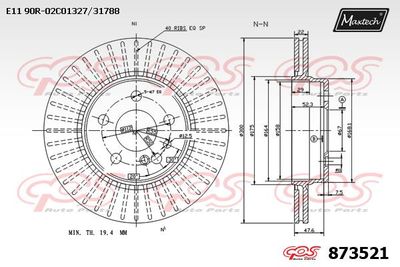 873521 MAXTECH Тормозной диск