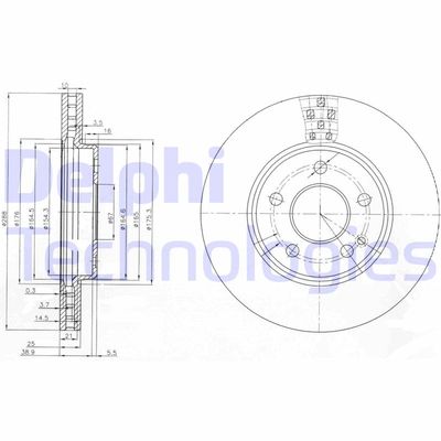 BG3909 DELPHI Тормозной диск