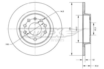 TX7081 TOMEX Brakes Тормозной диск