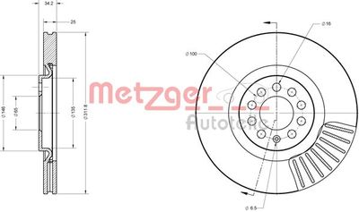 6110387 METZGER Тормозной диск