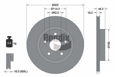 BDS1958 BENDIX Braking Тормозной диск