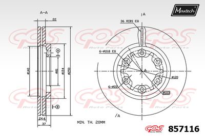 857116 MAXTECH Тормозной диск