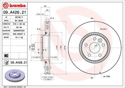 09A42621 BREMBO Тормозной диск