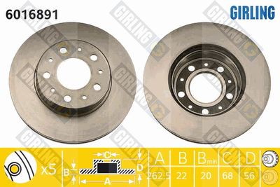 6016891 GIRLING Тормозной диск