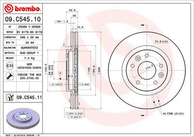 09C54511 BREMBO Тормозной диск